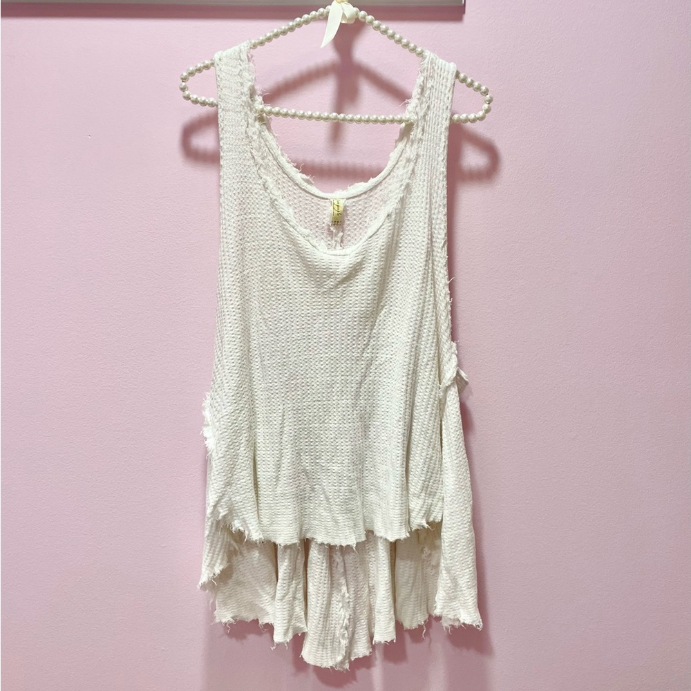 Free People White Textured Top